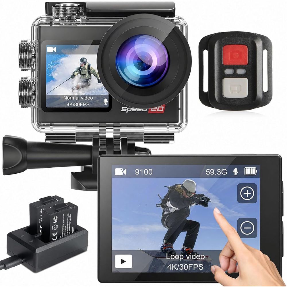 Outdoor Adventure Video - 4K Waterproof Action Camera 20MP Touchscreen,